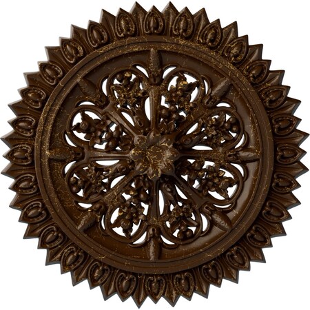 Ekena Millwork Lariah Ceiling Medallion (Canopies up to 1 3/8"), 24 3/4"OD 1 3/8"ID x 3 1/4"P, Root Beer Crackle CM24LARBC